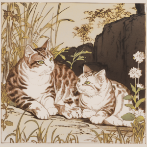 Two Tiger Cats Asian Art Print