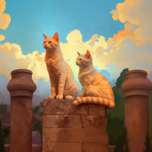 Gold Cats and Blue Sky Art Print