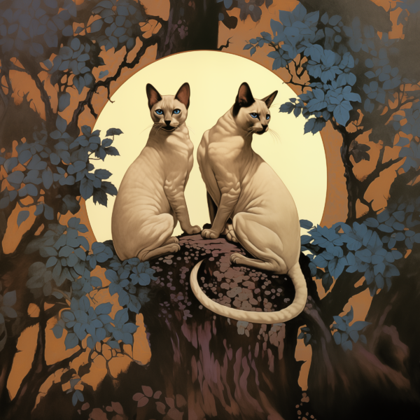 Two Hairless Cats in Moonight