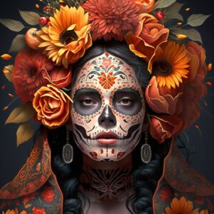 Painted Day Of The Dead Face Art Print