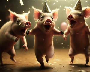 Pig Dance Party Art Print