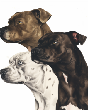 Three Pitbulls Art Print