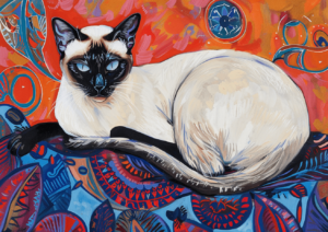 BOHO Siamese Cat Art Print