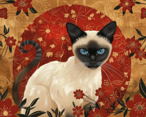 Asian Siamese Cat Art Print