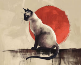 Rising Sun Siamese Cat Art Print