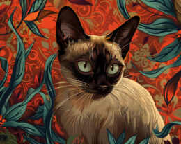 Art Nouveau Style Siamese Cat Art Print