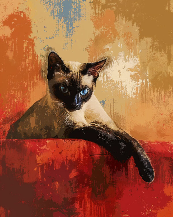 Siamese Cat Lounging Art Print