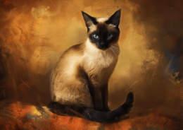 Vintage Golden Siamese Cat Art Print