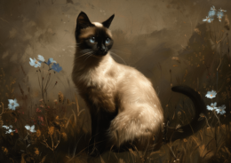 Vintage Siamese Cat Portrait Art Print