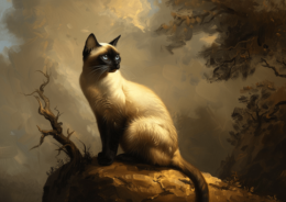 Vintage Naturalist Painting of a Siamese Cat Portrait Art Print