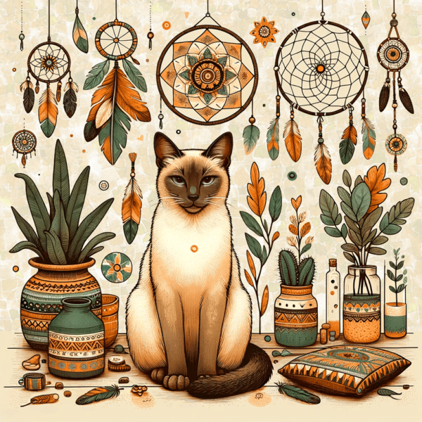 BOHO Nature Siamese Cat Art Print