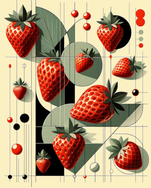 Mid-Century Modern Strawberry Art Print