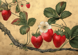 Vintage Strawberry Floral Art Print