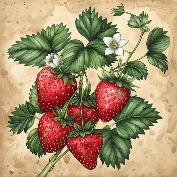 Vintage Strawberry Floral Art Print