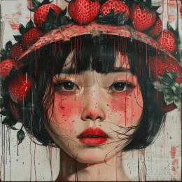 She Wore a Strawberry Hat Art Print