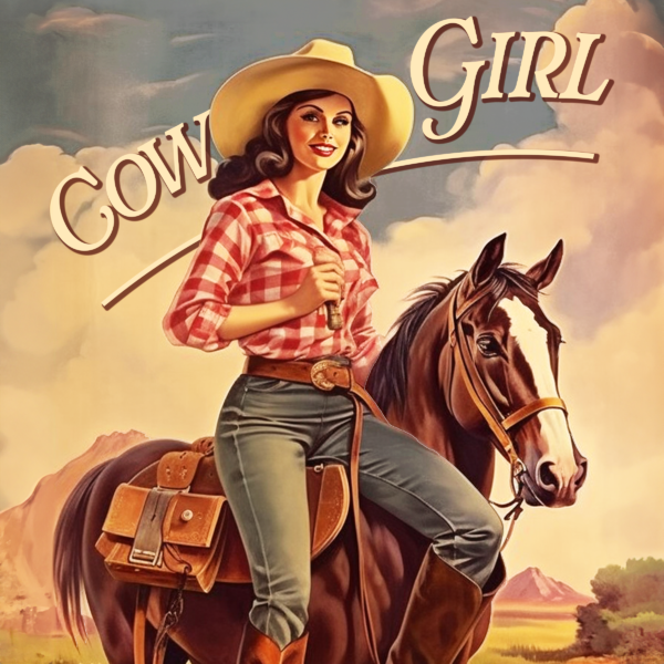 Vintage Cowgirl Side Saddle Art Print