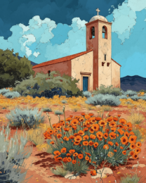 Vintage Southwest New Mexico Church Art Print