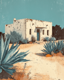 Vintage Southwest New Mexico Adobe House Art Print