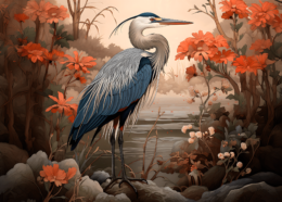 October Morning Great Blue Heron Art Print