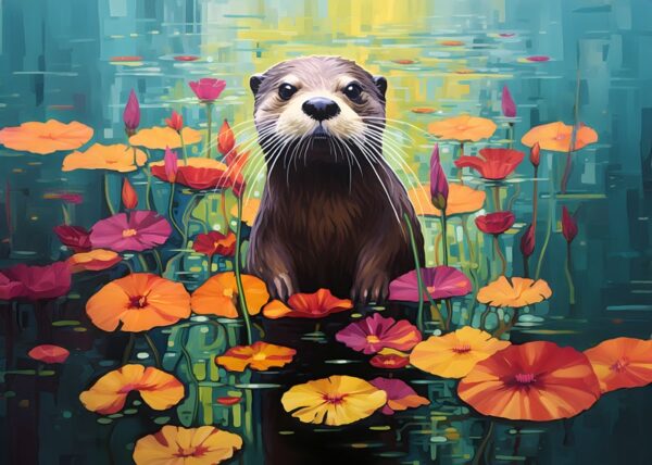 Curious Otter Wildlife Art Print