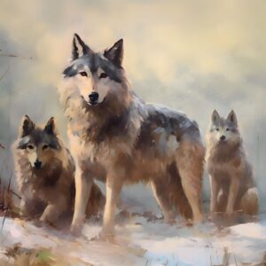 Wolf Pack in Winter Art Print