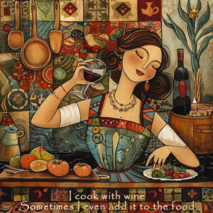 I cook with wine - Sometimes I even add it to food Art Print