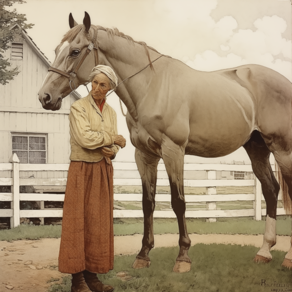 Grandmother and Her Horse Art Print