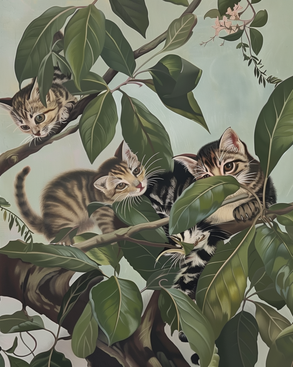 kittens in branches art print