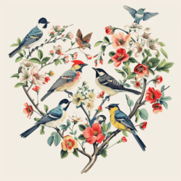 Audubon songbird Heart art print