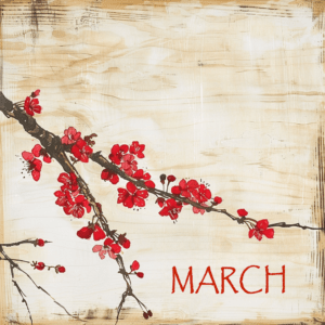 Japandi Style Cherry Blossoms - March Birth Flower Art Print