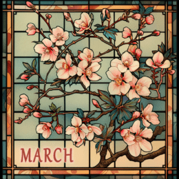 Nouveau Cherry Blossoms - March Birth Flower Art Print