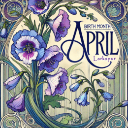 Nouveau Larkspur - April Birth Flower Art Print