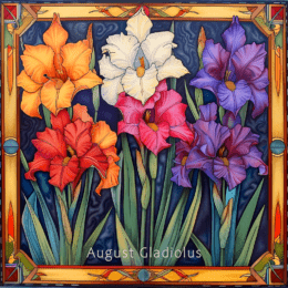 Gladiolus in Nouveau Style - August Birth Flower Art Print