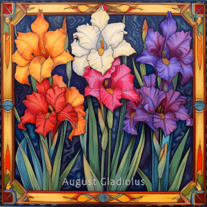 Gladiolus in Nouveau Style - August Birth Flower Art Print