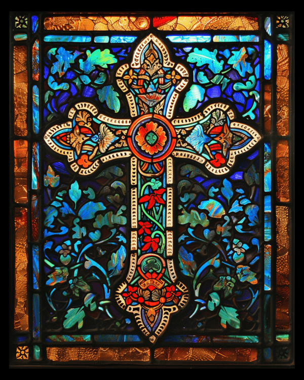 Stained Glass Cristian Cross Art Print