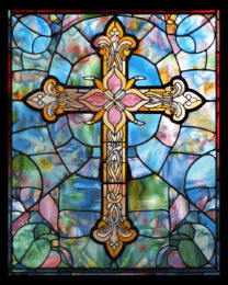 Pastel Stained Glass Cristian Cross Art Print