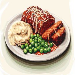 Meatloaf and mashed potatoes and peas art print