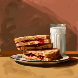 Peanut Butter and Jelly Sandwich with a Glass of Milk Art Print