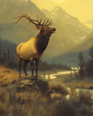 Elk - Mowbi's Wildlife Art Print Collection