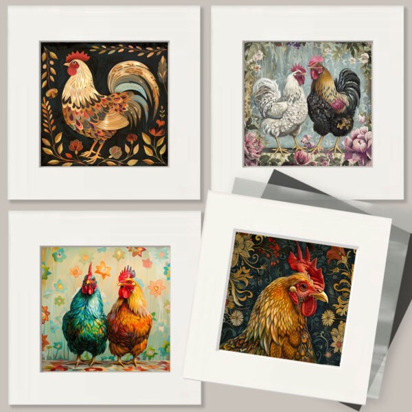 Folk Art Chicken Art Print Collection