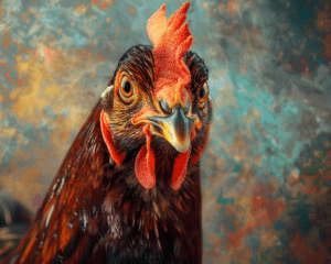 Here's Comes Rooty Chicken Art Print