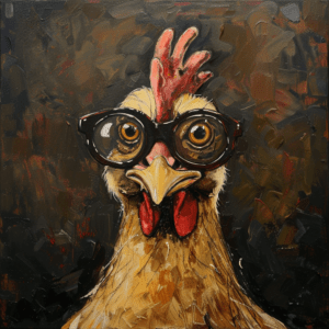 Funny Chicken in Sunglasses Art Print