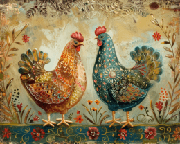 French Aesthetic Chickens Art Print