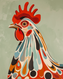 Mid-Century Modern Chicken Portrait Art Print