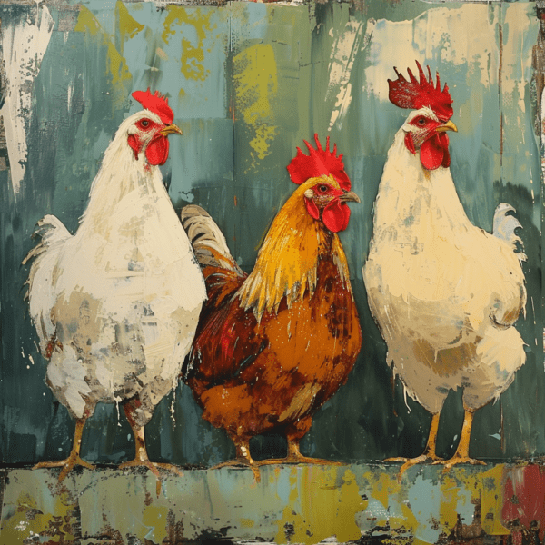 Three Impressionist Chickens Art Print