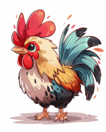 Kawaii Rooster Art Print