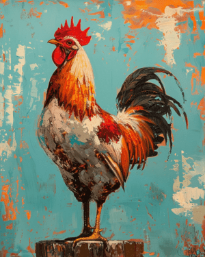 Grunge Rooster Art Print