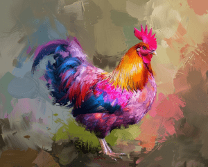 Bright Pastel Rooster Art Print