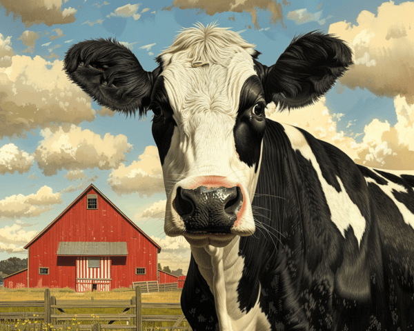 Folk Art Cow Art Print