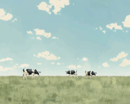 Minimalist Cows in Field Art Print